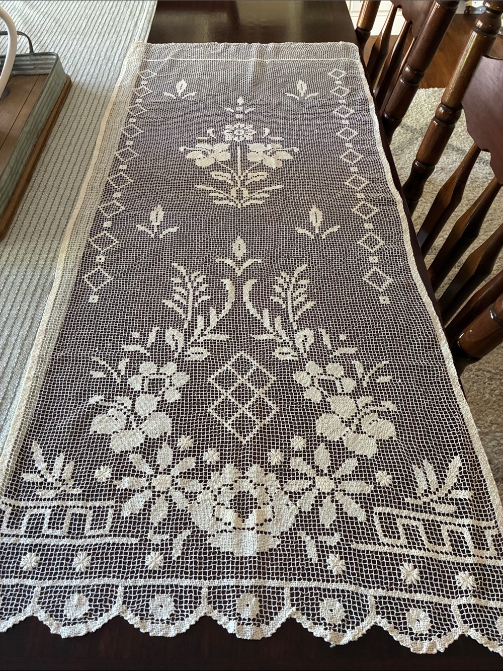 Vintage Filet Crochet Piece